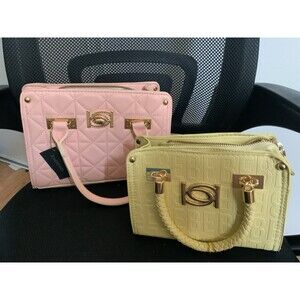 Lot x2  BEBE Tilda Peach & Alexandra Yellow  Classic Satchel Crossbody NWT